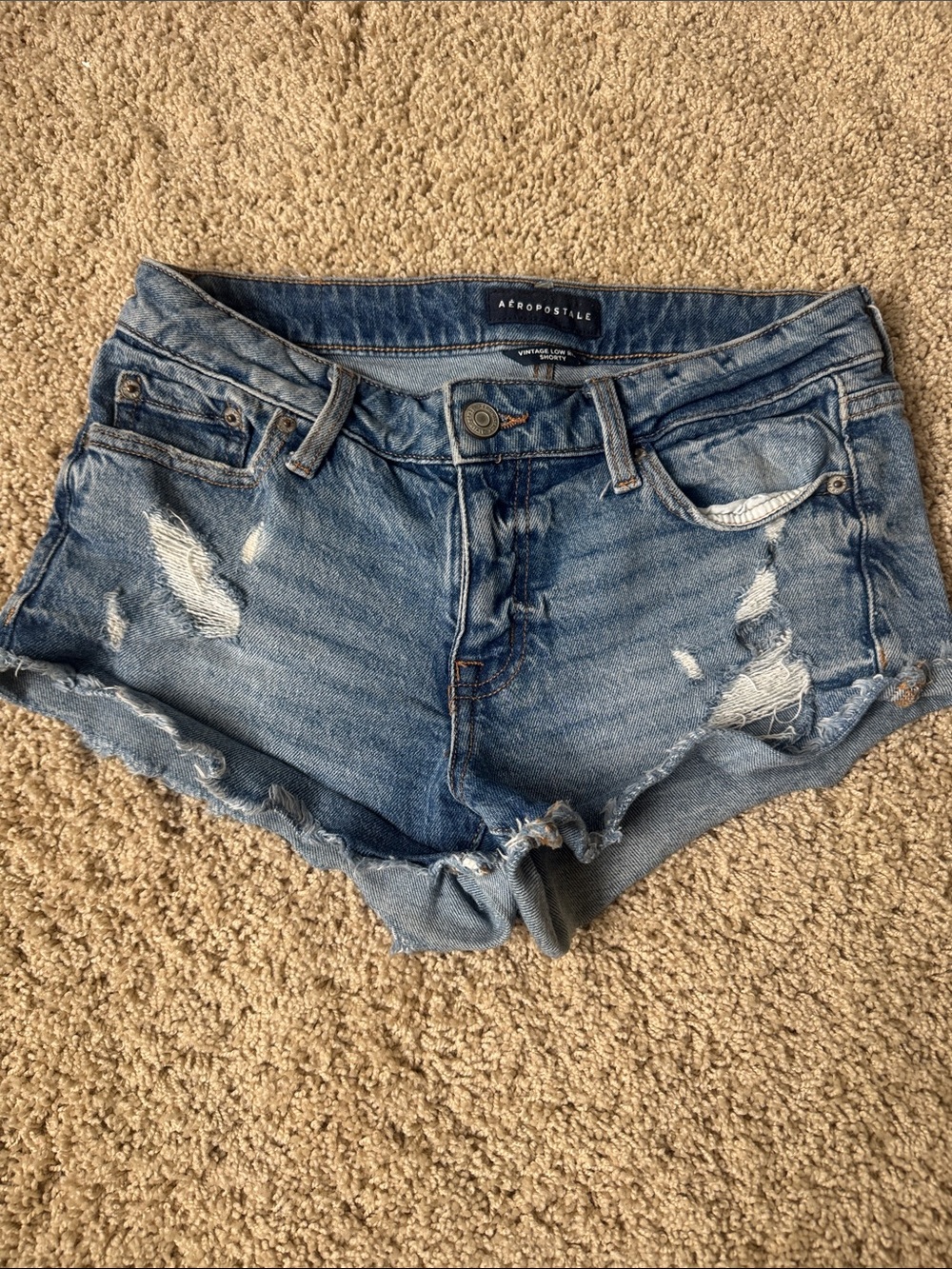Aeropostale Distressed Light Blue Denim Jean Shorts